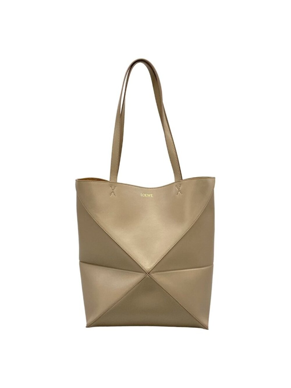Loewe Tote Bag Puzzle Fold Medium Gray Beige Folding